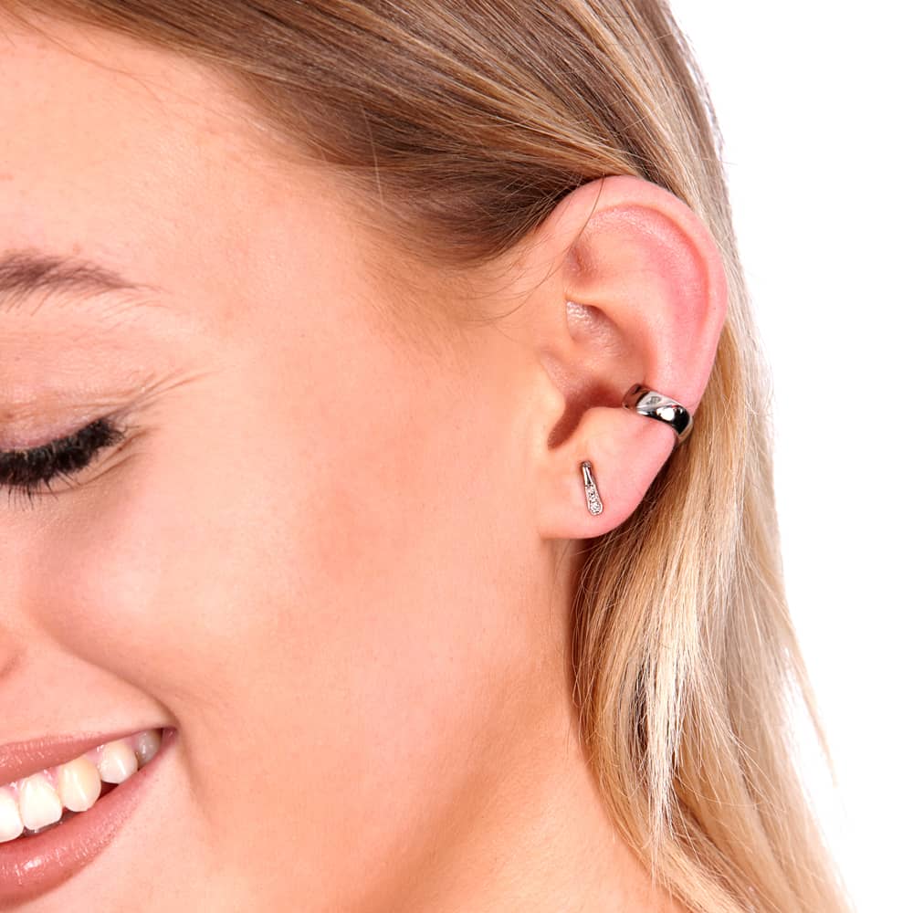 Lucy Quartermaine Silver Drop Flat Plain Single Ear Cuff DCU4