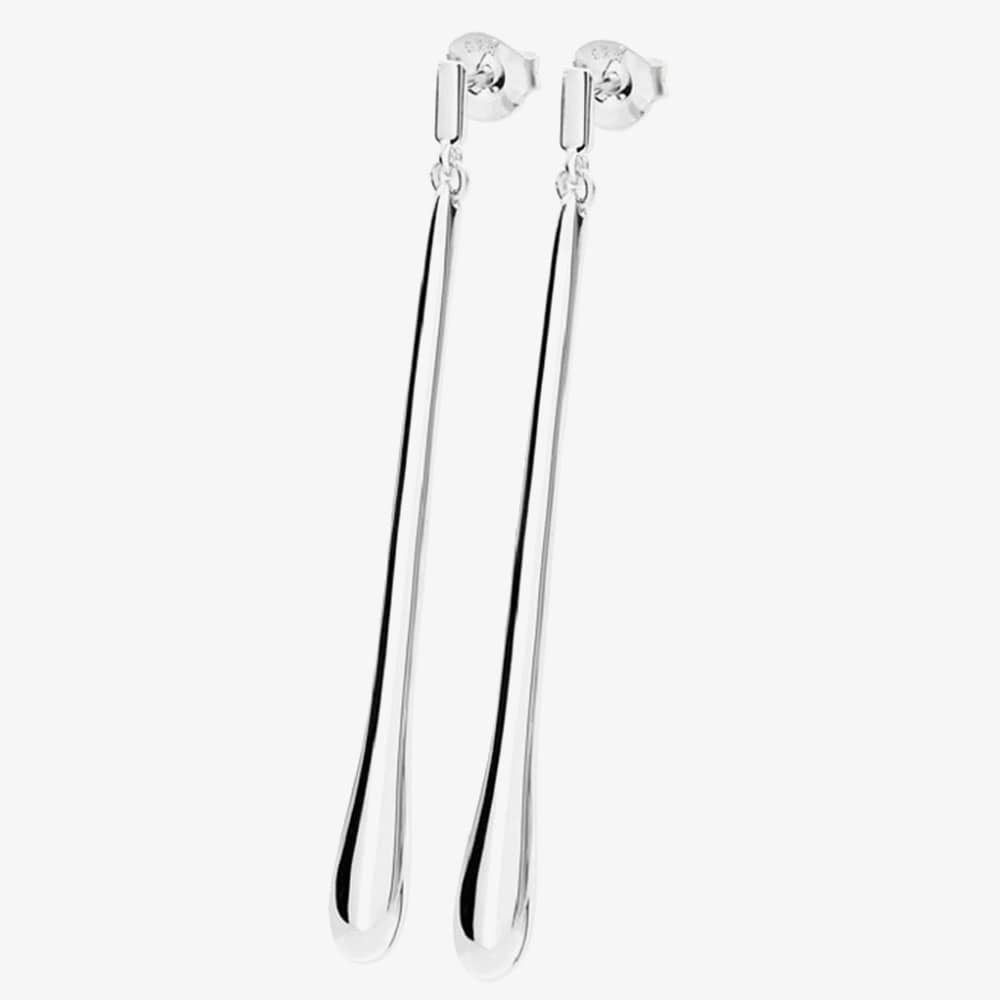 Product photograph of Lucy Quartermaine Silver Long Drop Stud Dropper Earrings Der20 from The Jewel Hut
