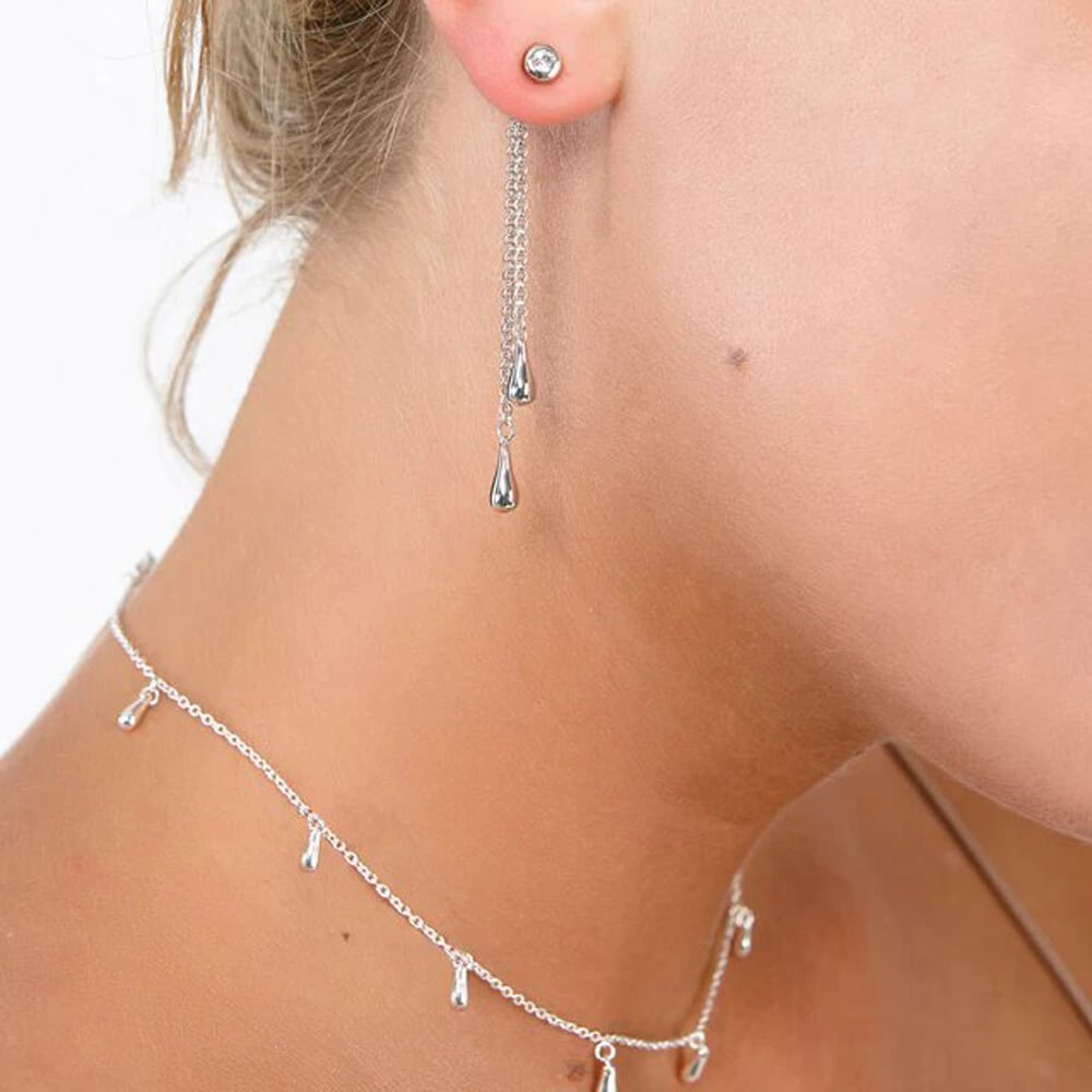Lucy Quartermaine Sterling Silver Removable Double Drop White Topaz Earrings DER29