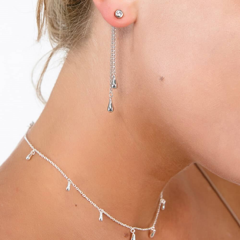 Lucy Quartermaine Sterling Silver Removable Double Drop White Topaz Earrings DER29