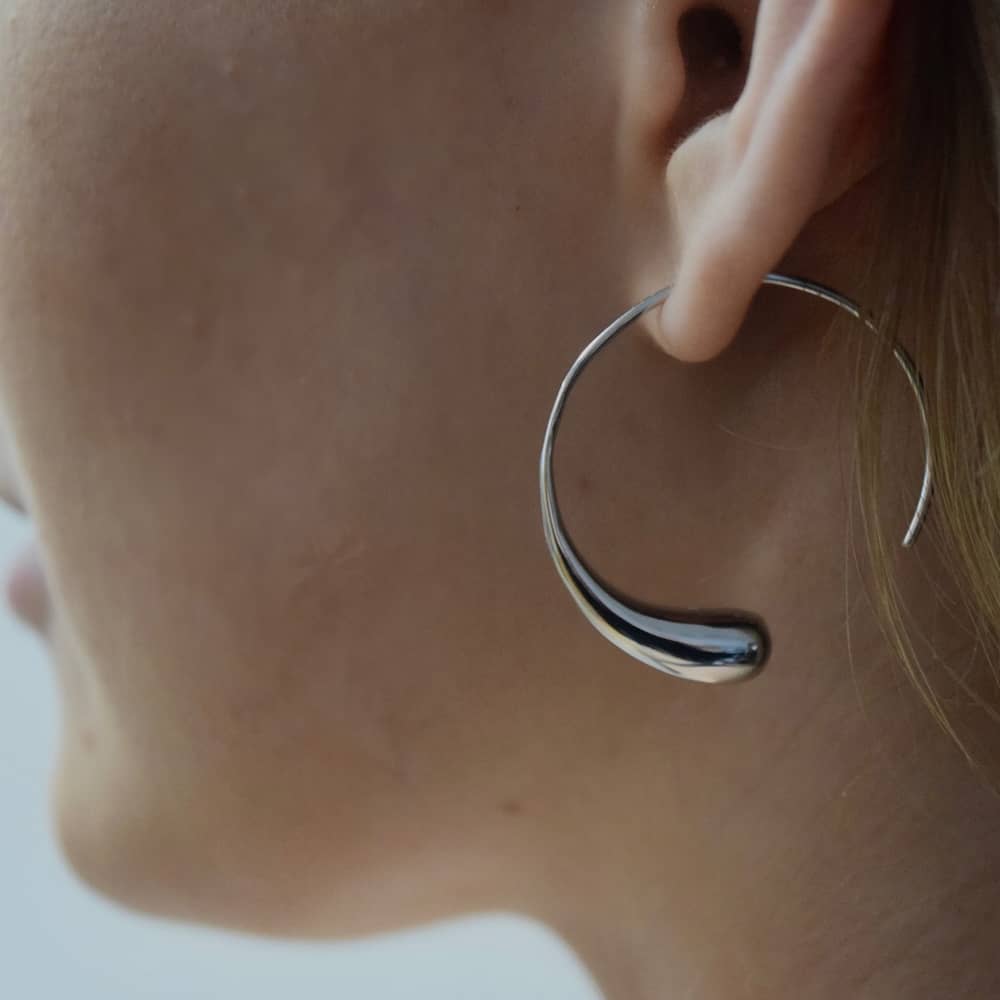 Lucy Quartermaine Silver Large Luna Hoop Earrings LER1