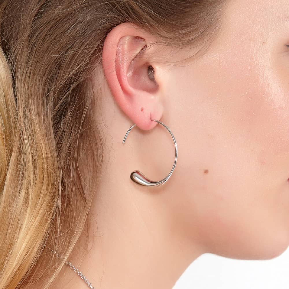 Lucy Quartermaine Silver Large Luna Hoop Earrings LER1