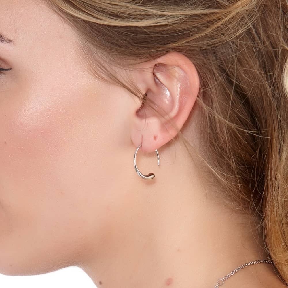 Lucy Quartermaine Silver Small Luna Hoop Earrings LER2