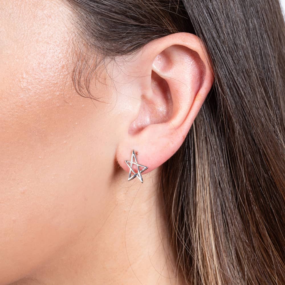 Lucy Quartermaine Silver Sol Star Mini Stud Earrings LS3