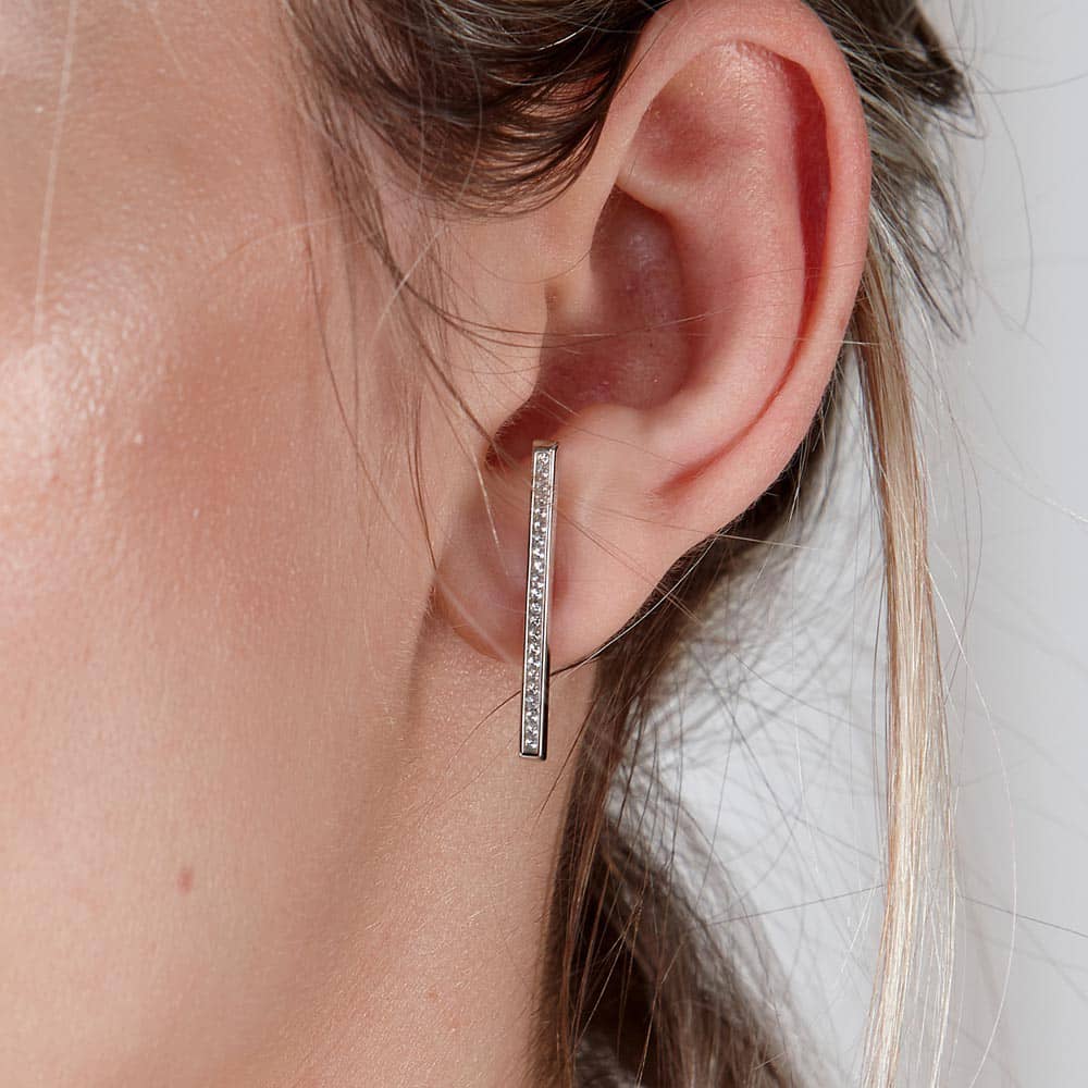 Lucy Quartermaine Silver Melody Key Stud Earrings MLS1
