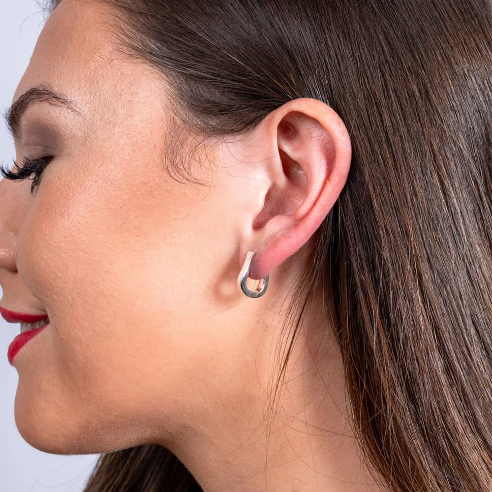 Lucy Quartermaine Silver Petal Small Hoop Earrings PH1