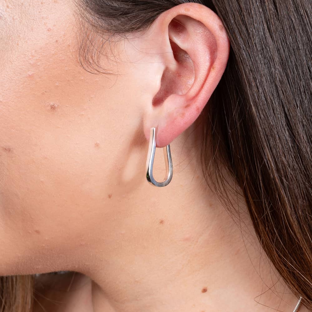 Lucy Quartermaine Silver Petal Large Hoop Earrings PH3