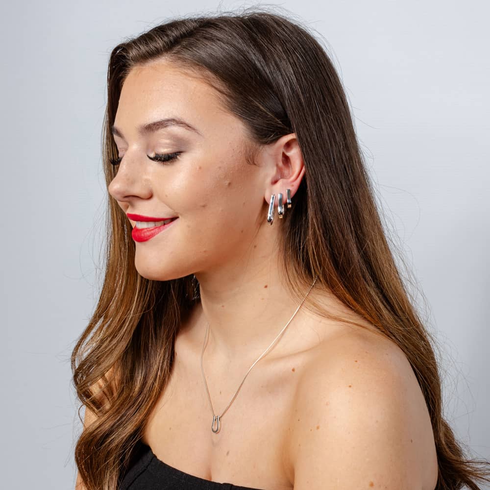 Lucy Quartermaine Silver Petal Large Hoop Earrings PH3