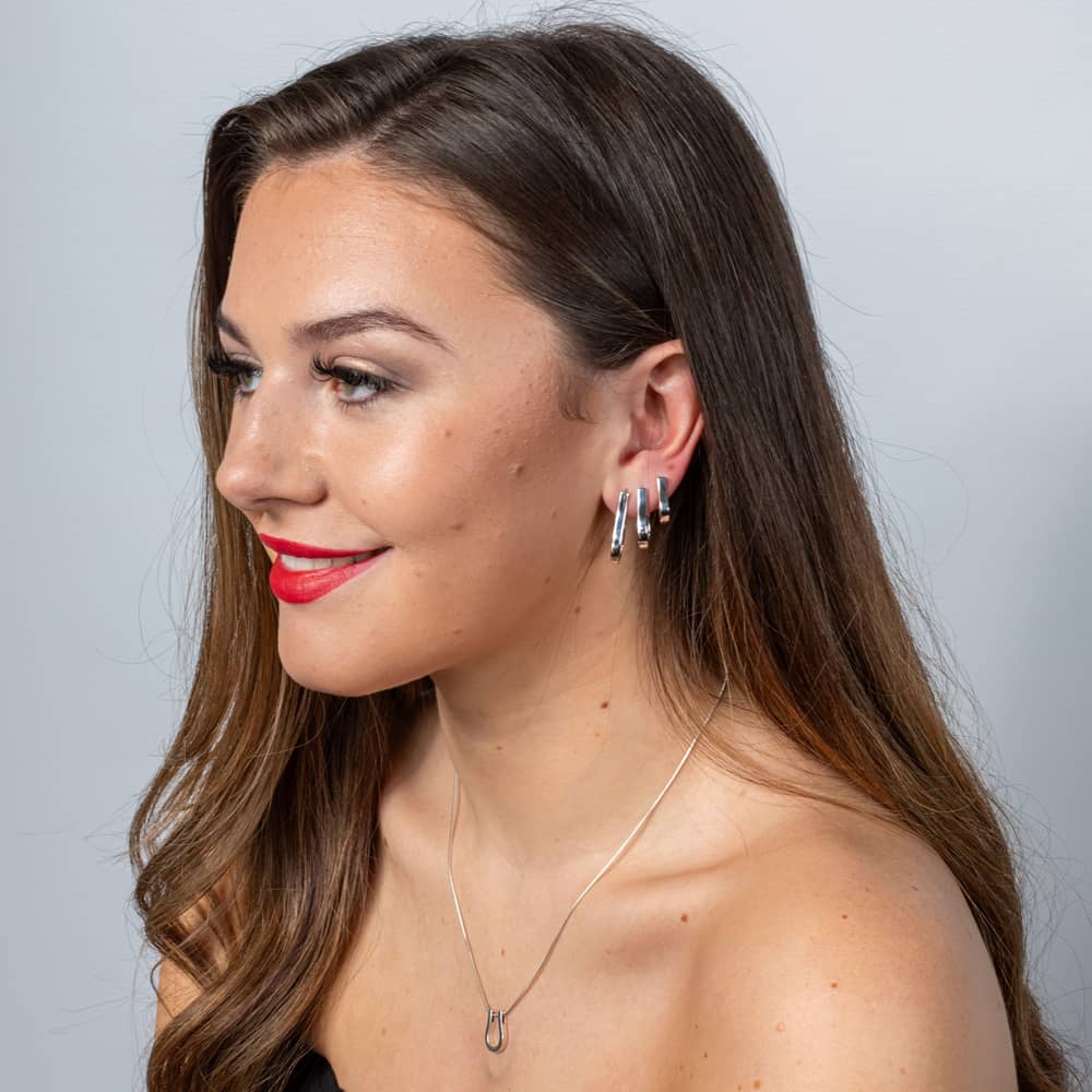 Lucy Quartermaine Silver Petal Large Hoop Earrings PH3