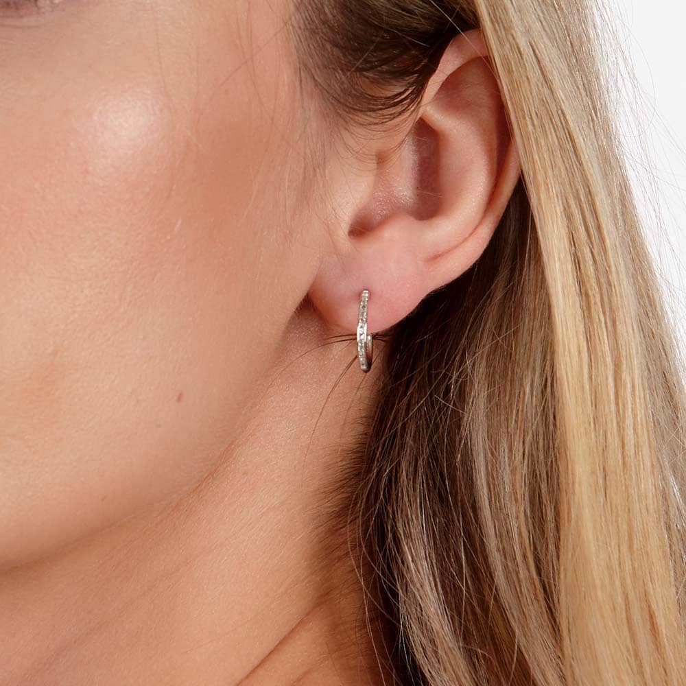 Lucy Quartermaine Silver Skinny Drip White Topaz Hoop Earrings SDER1