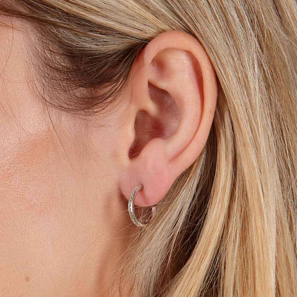 Lucy Quartermaine Silver Skinny Drip White Topaz Hoop Earrings SDER1