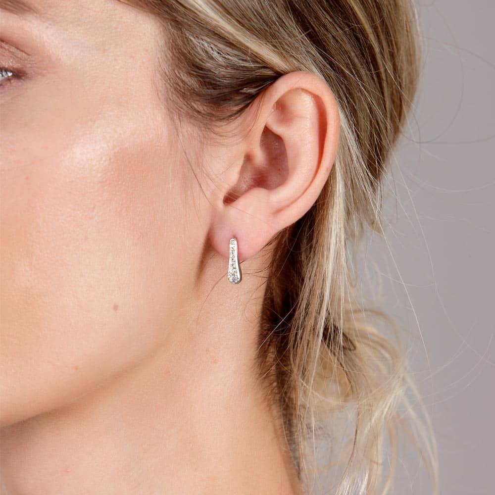 Lucy Quartermaine Silver Skinny Drip White Topaz Stud Earrings SDS1