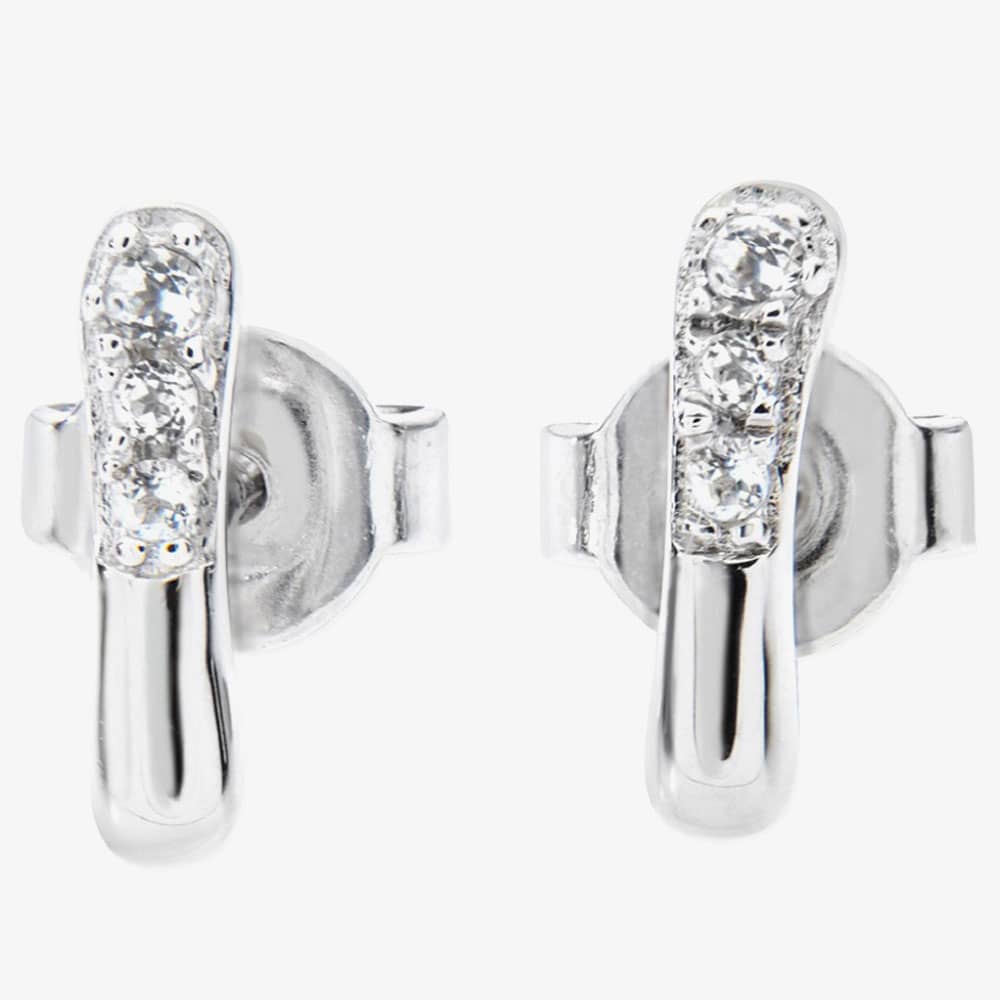 Lucy Quartermaine Silver Skinny Drip White Topaz Mini Stud Earrings SDS2
