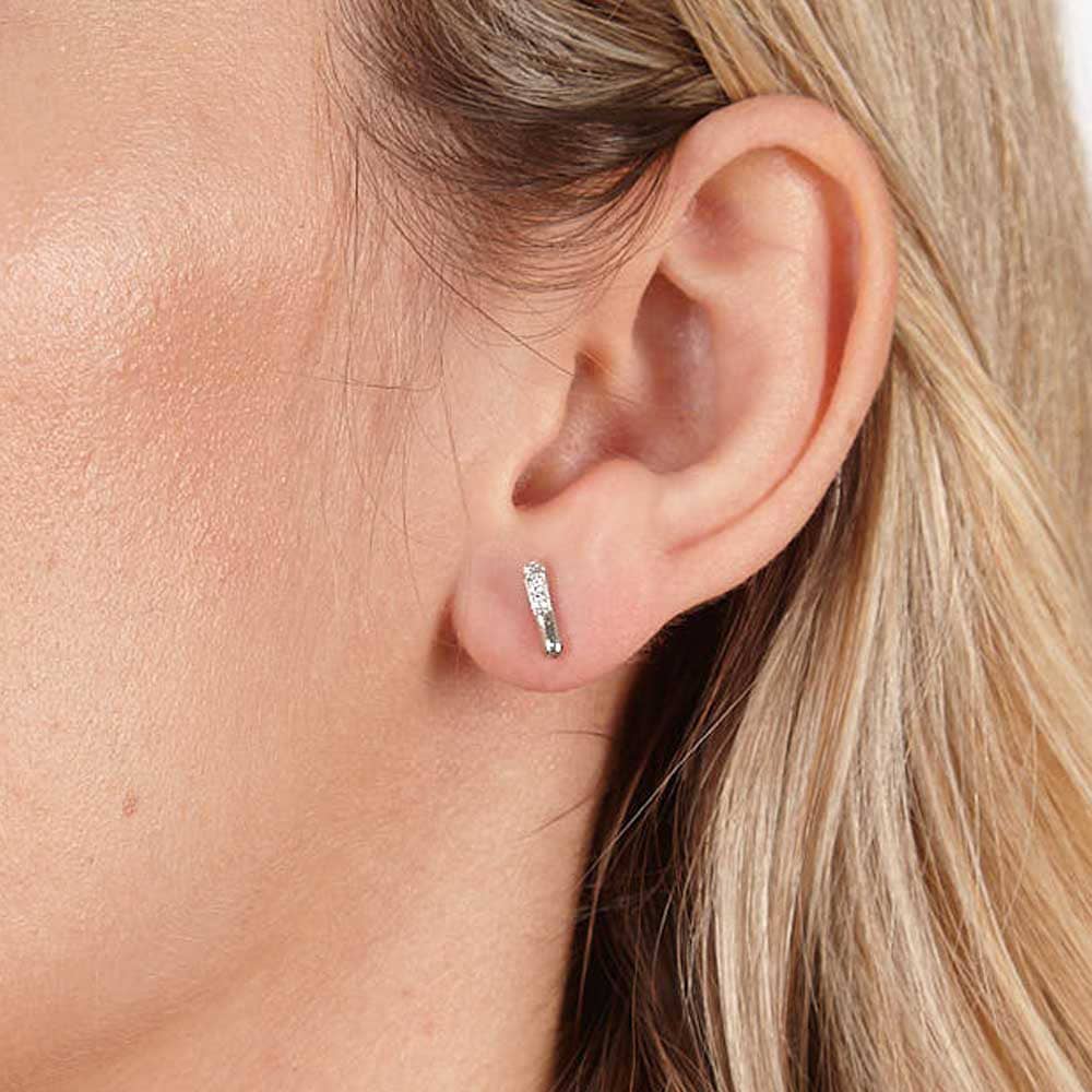 Lucy Quartermaine Silver Skinny Drip White Topaz Mini Stud Earrings SDS2