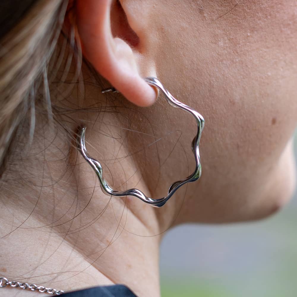 Lucy Quartermaine Silver Splash Wave Hoop Earrings SER6