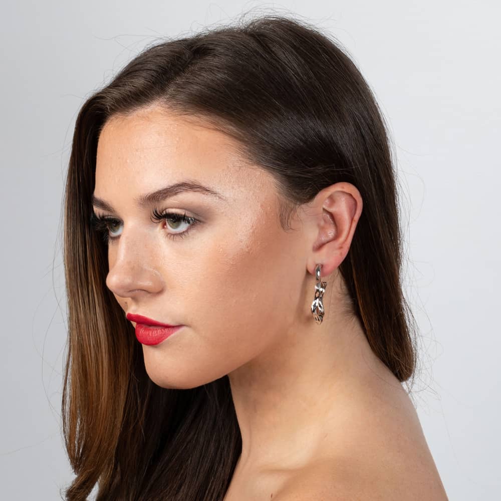 Lucy Quartermaine Silver Splash Wave Hoop Earrings SER6