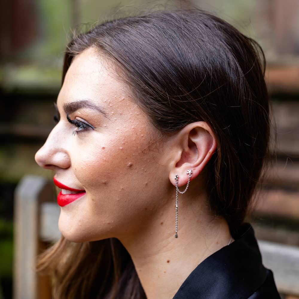 Lucy Quartermaine Silver Splash Double Post Single Dropper Earring SER8
