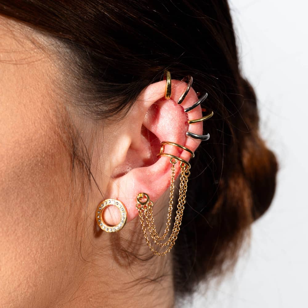 Lucy Quartermaine Three Colour Waterfall Multi Ear Cuff WFCU1