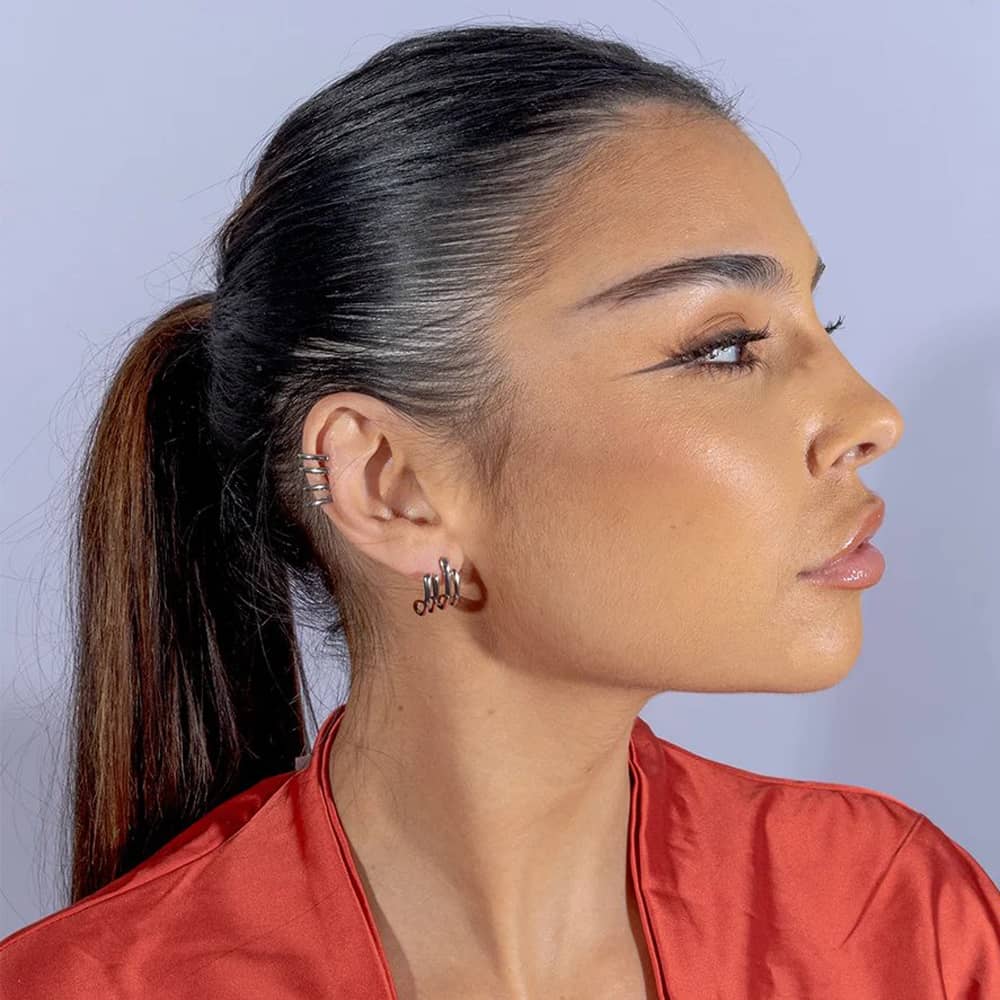 Lucy Quartermaine Silver Waterfall 4 Hoop Stud Earrings WFS1