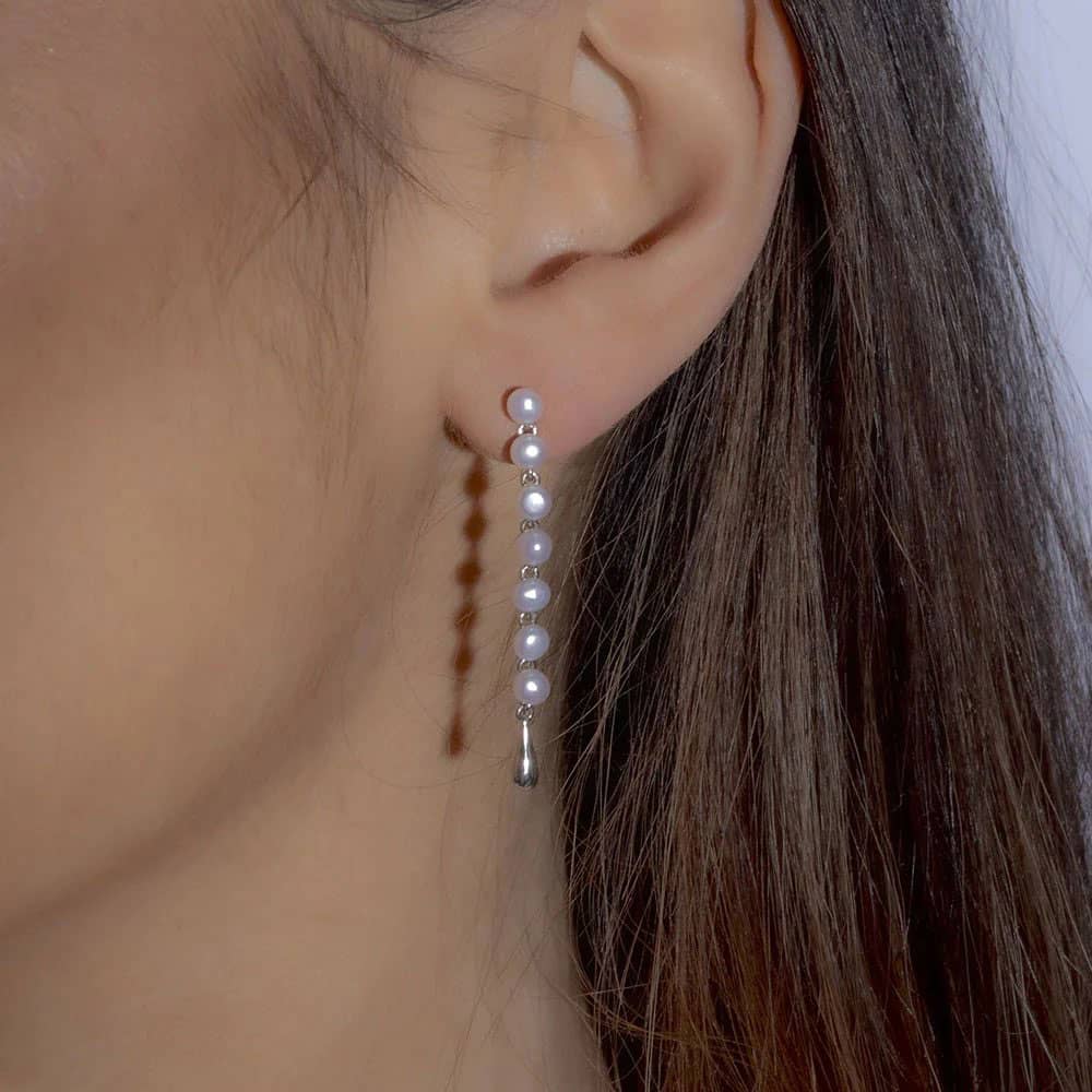 Lucy Quartermaine Silver Royal Pearl Freshwater Pearl Dropper Earrings RER1