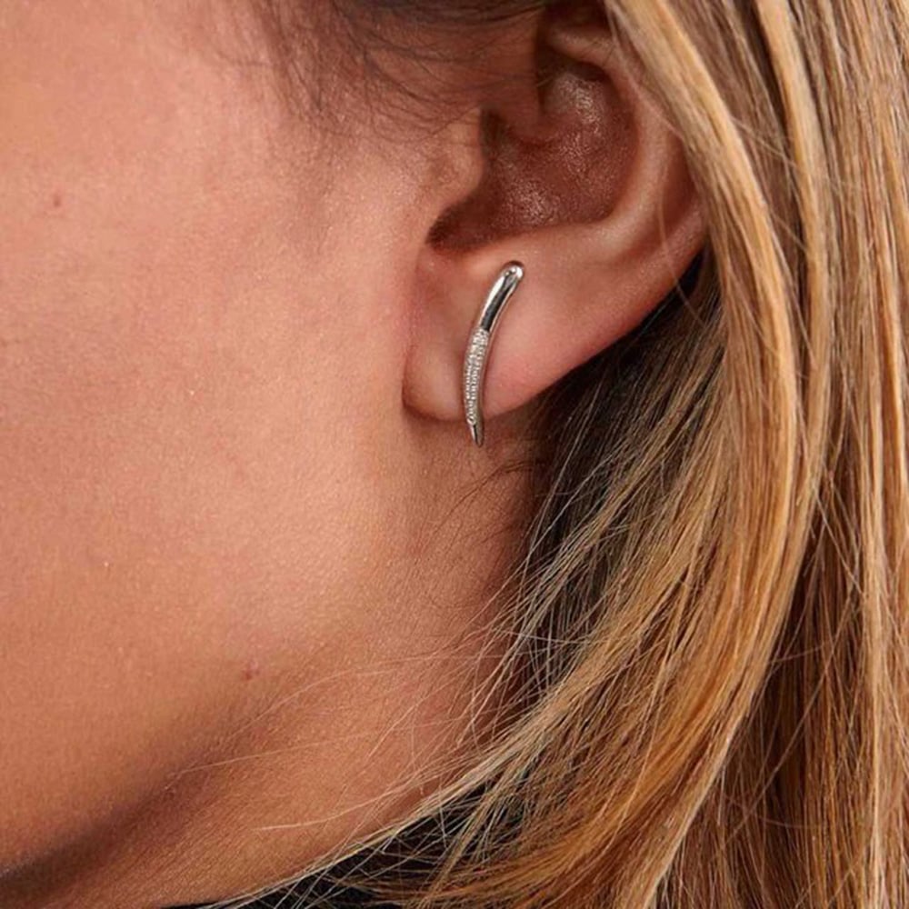 Lucy Quartermaine Silver Skinny Drip Long Stud Earrings SDS3