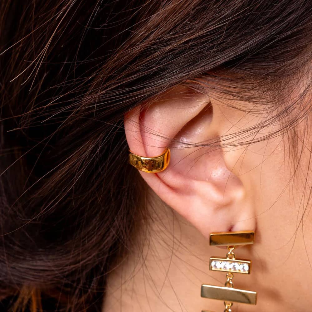 Lucy Quartermaine Gold Vermeil Flat Plain Cuff Earring DCU4G
