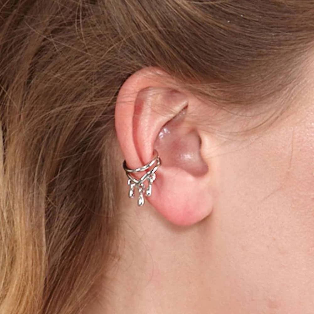 Lucy Quartermaine Sterling Silver Tri Dropper Cuff Earring DCU3
