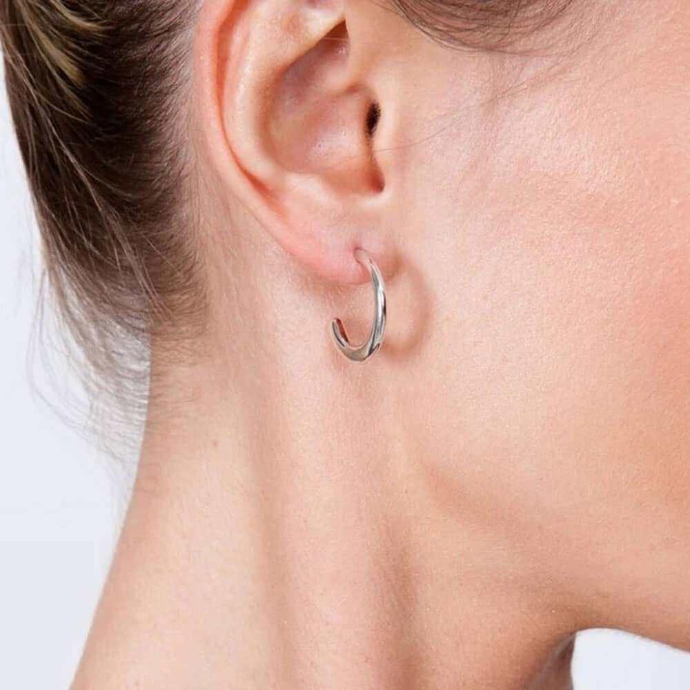 Lucy Quartermaine Drop Silver Mini Hoop Earrings DER17