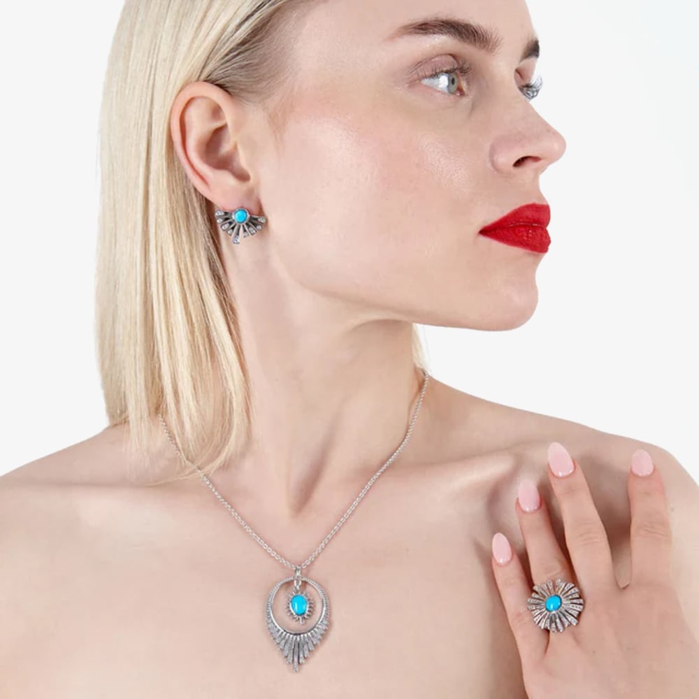 Lucy Quartermaine Silver & Turquoise Egyptian Studs Earrings ES2