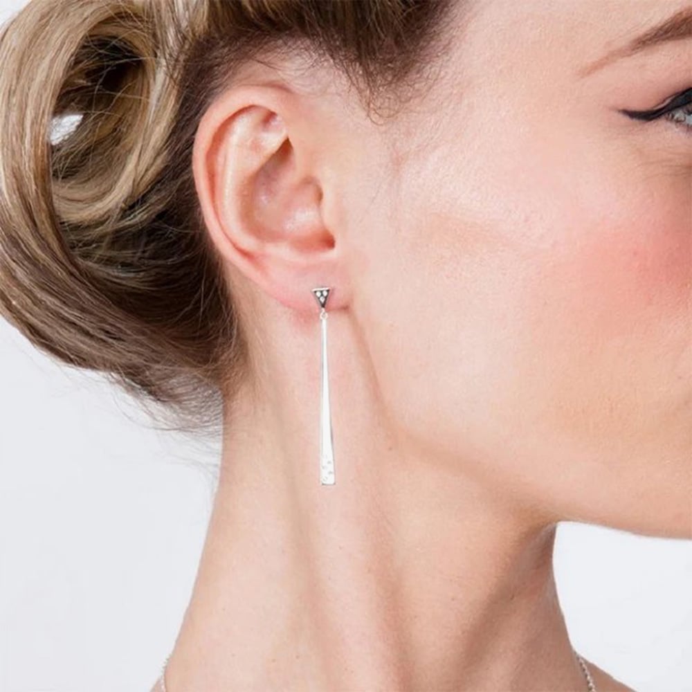 Lucy Quartermaine Silver Crystal Linear Drop Earrings ADER2