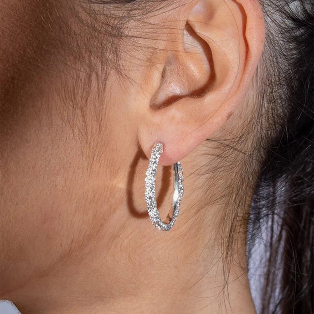 Lucy Quartermaine Silver Hula Medium Hoop Earrings HER3