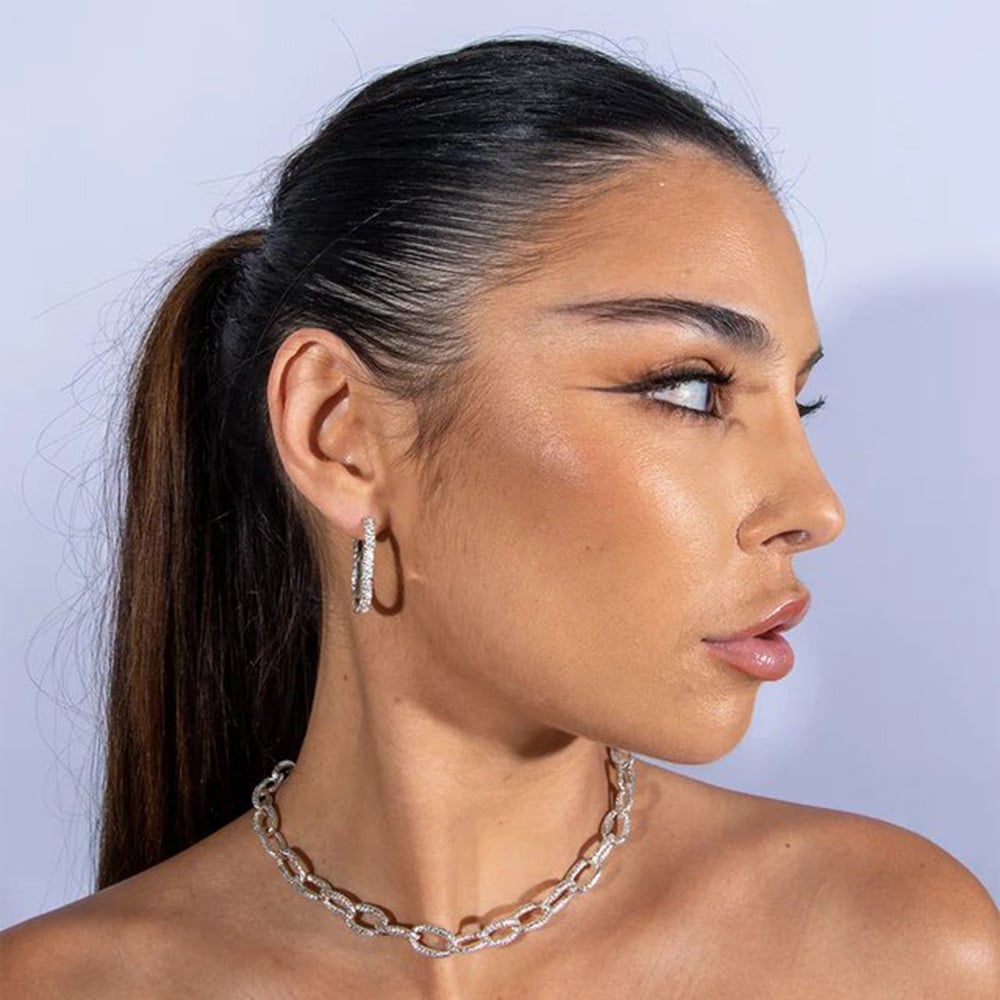 Lucy Quartermaine Silver Hula Medium Hoop Earrings HER3