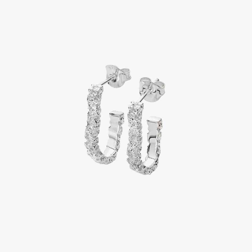 Lucy Quartermaine Silver Hula Half Hoop Earrings HER1