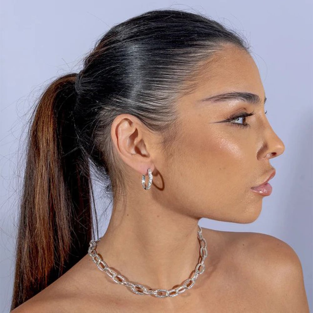 Lucy Quartermaine Silver Hula Half Hoop Earrings HER1