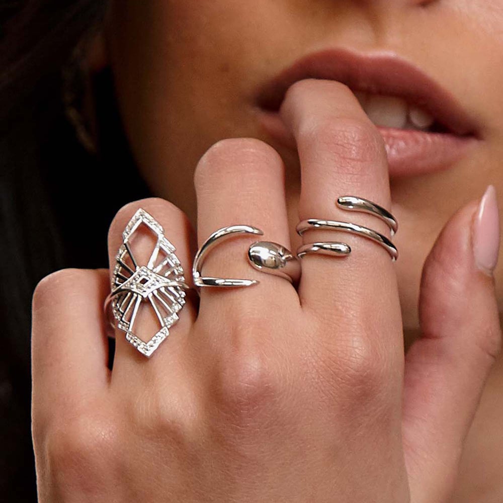 Lucy Quartermaine Silver Topaz Skinny Droplet Open Ring ADER6EL