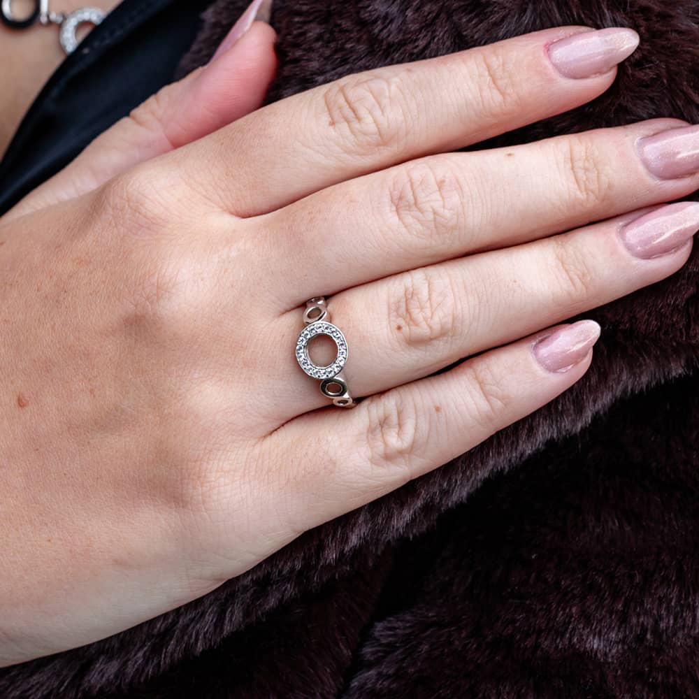 Lucy Quartermaine Silver Multi White Topaz Halo Ring ADR11