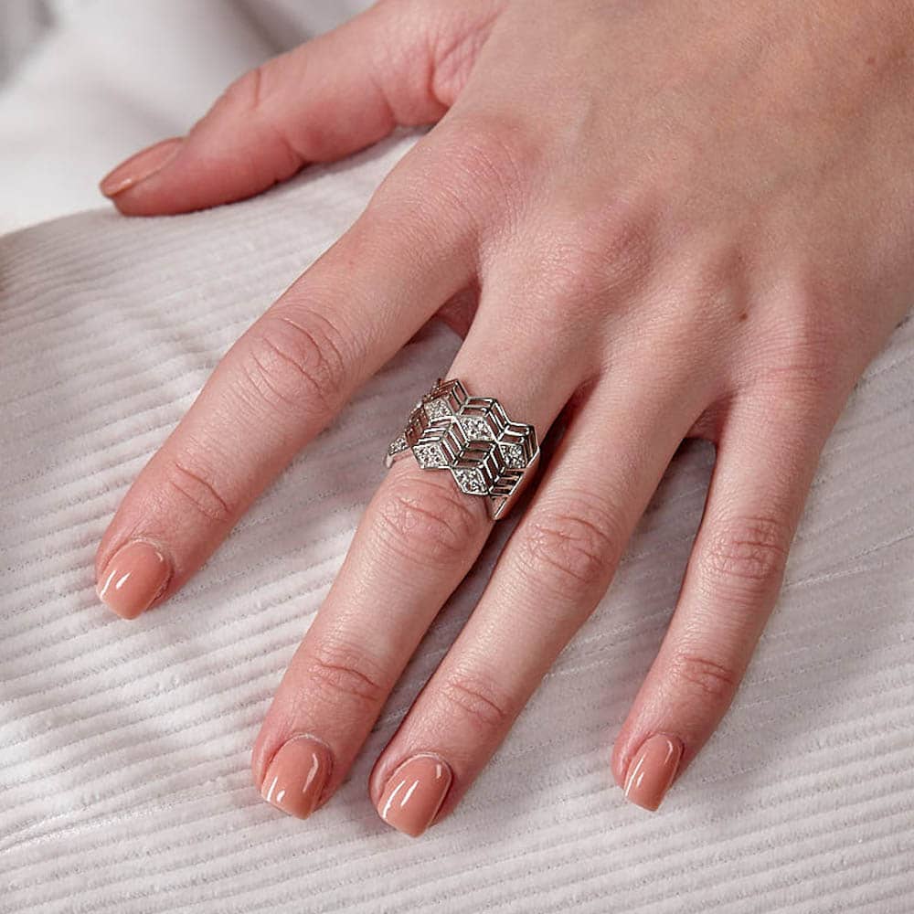 Lucy Quartermaine Silver Art Deco Full Triangle Ring ADR9