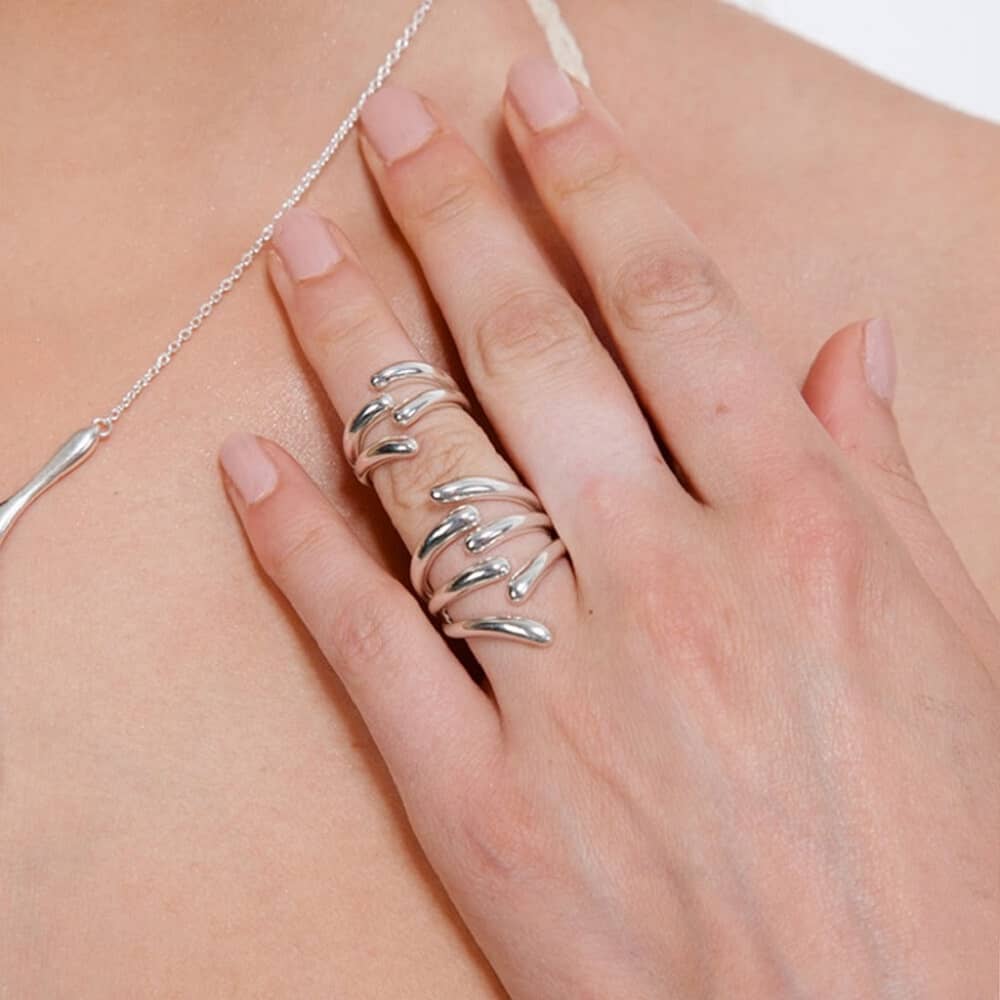 Lucy Quartermaine Silver 6 Drop Ring DR15