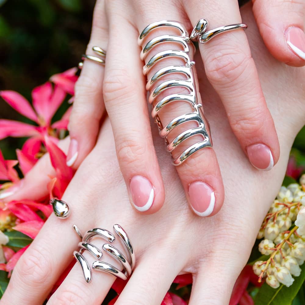 Lucy Quartermaine Silver 6 Drop Ring DR15