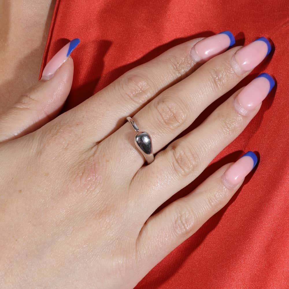 Lucy Quartermaine Silver Open Luna Drop Ring LR3