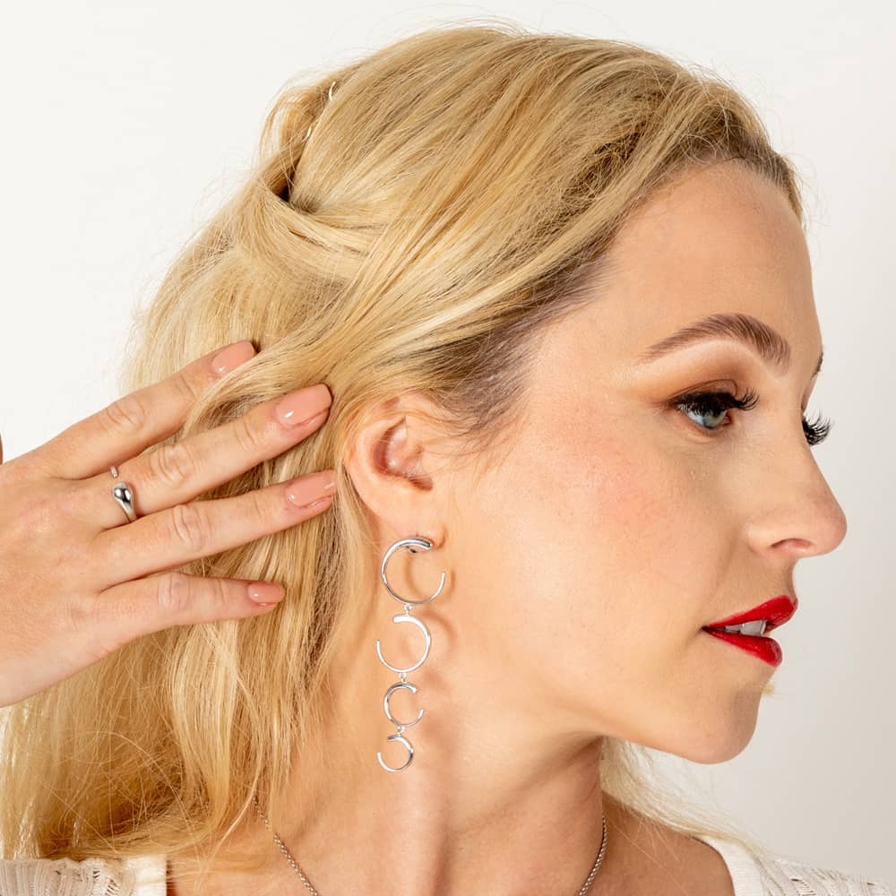 Lucy Quartermaine Silver Open Luna Drop Ring LR3
