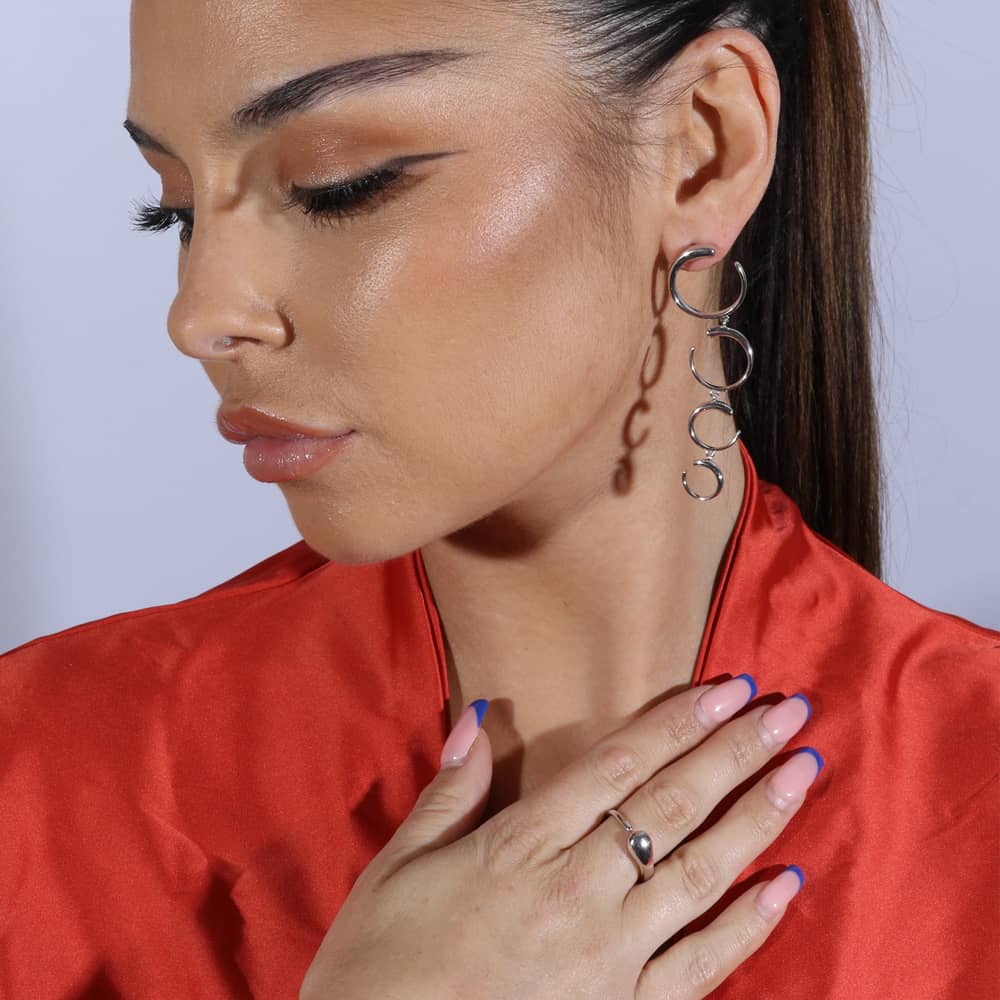 Lucy Quartermaine Silver Open Luna Drop Ring LR3