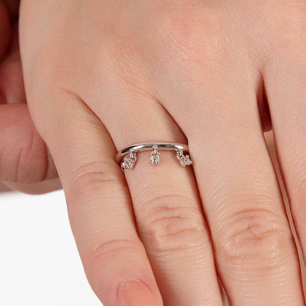 Lucy Quartermaine Silver Skinny Drip White Topaz Tri Ring SDR3