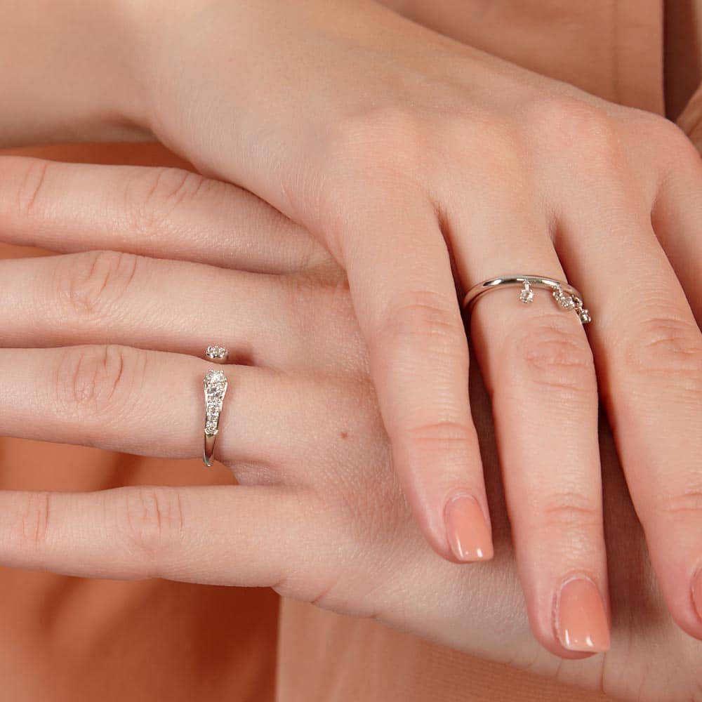 Lucy Quartermaine Silver Skinny Drip White Topaz Tri Ring SDR3