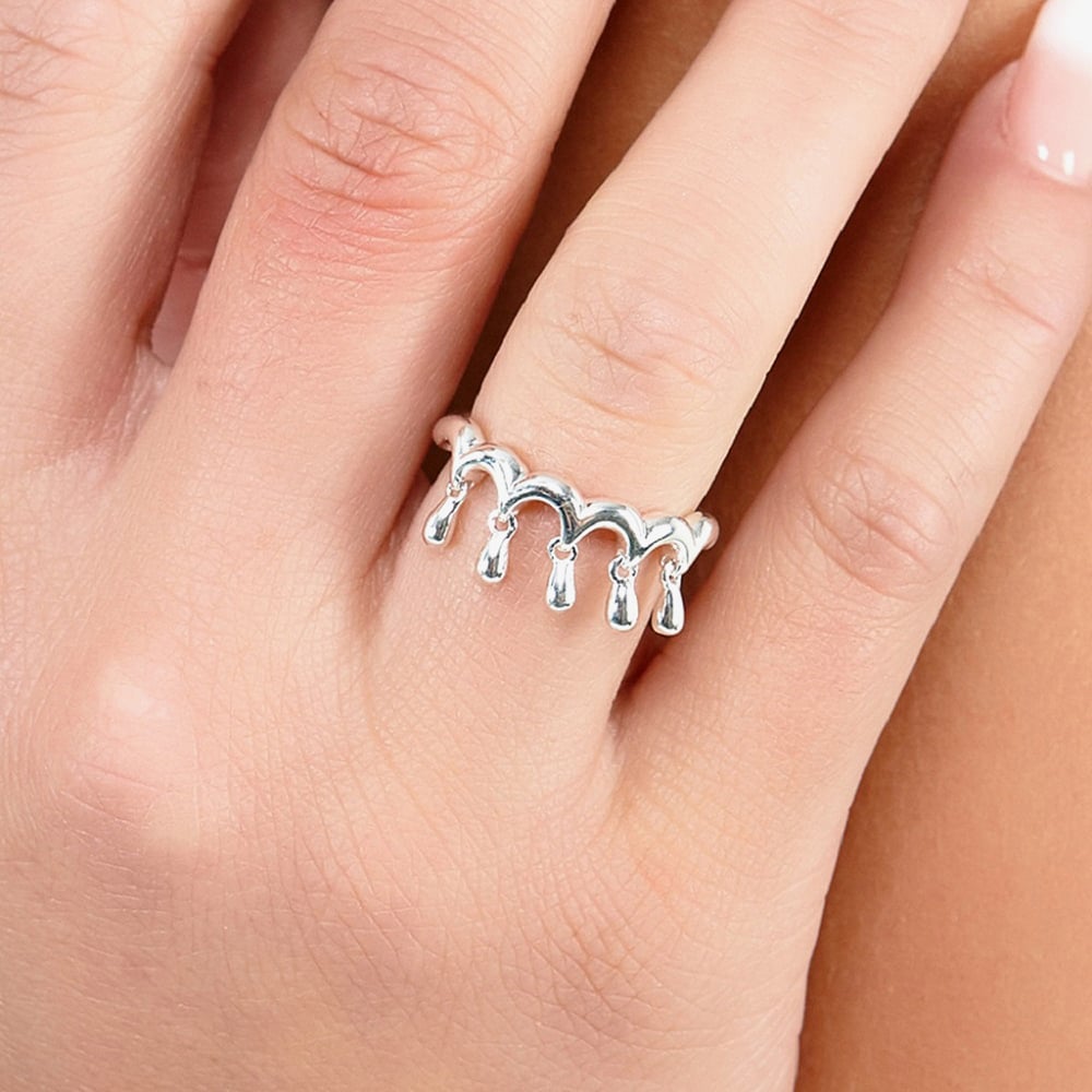 Lucy Quartermaine Silver Waterfall Five Drop Fashion Ring WFR1M