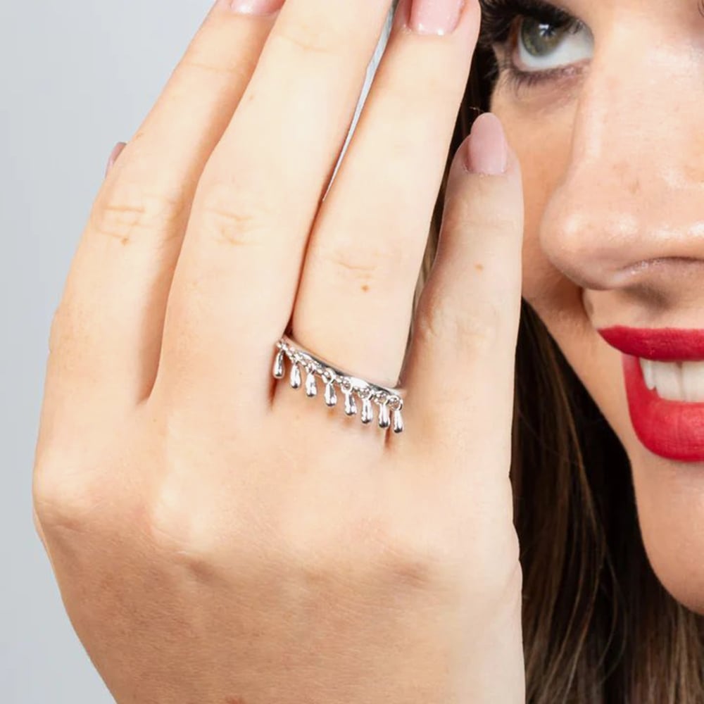 Lucy Quartermaine Silver Multi Drop Waterfall Ring WFR4L