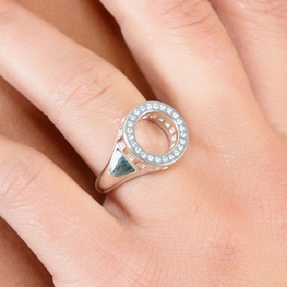 Lucy Quartermaine Silver Art Deco Halo Ring ADR1