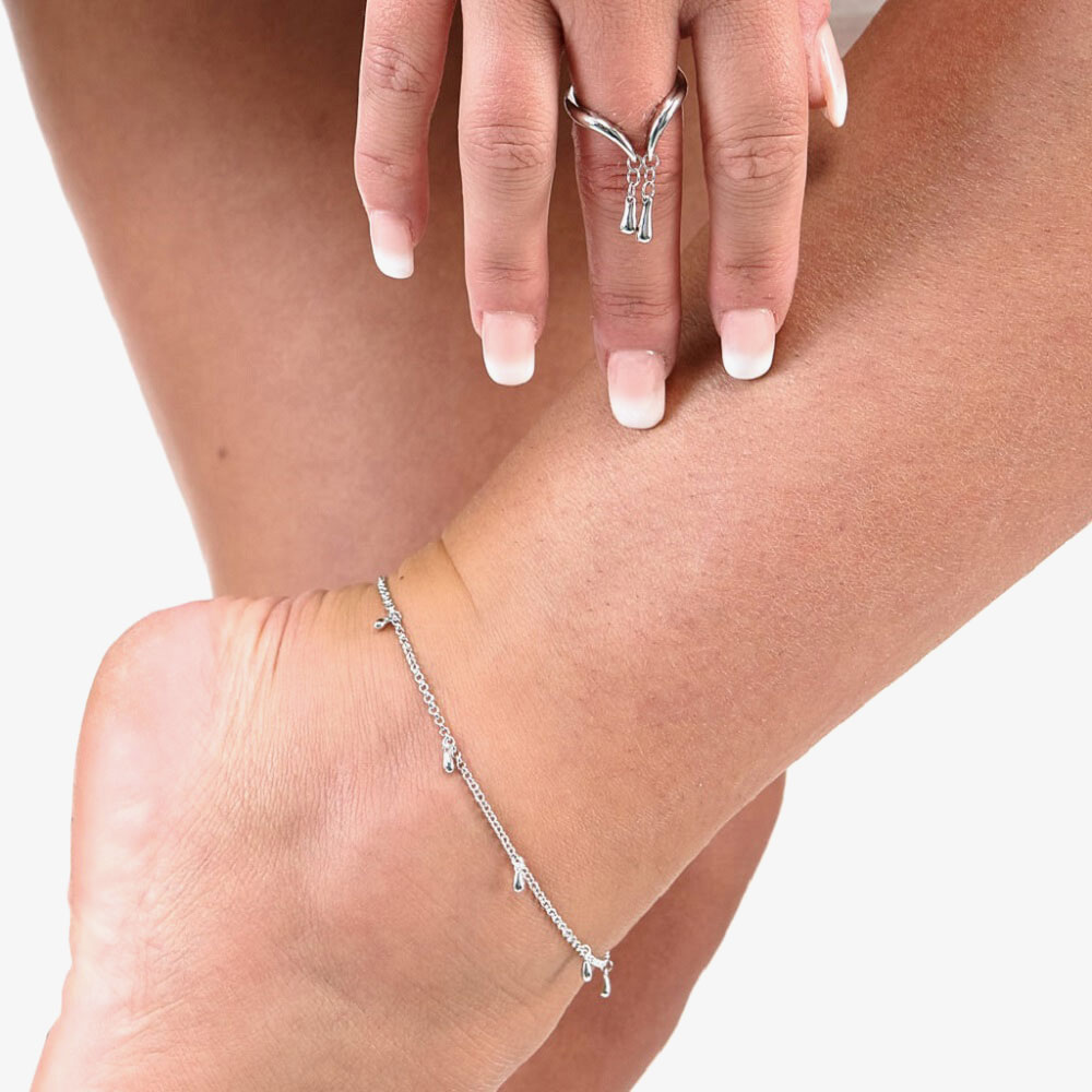 Lucy Quartermaine Silver Multi Drop Anklet DA1