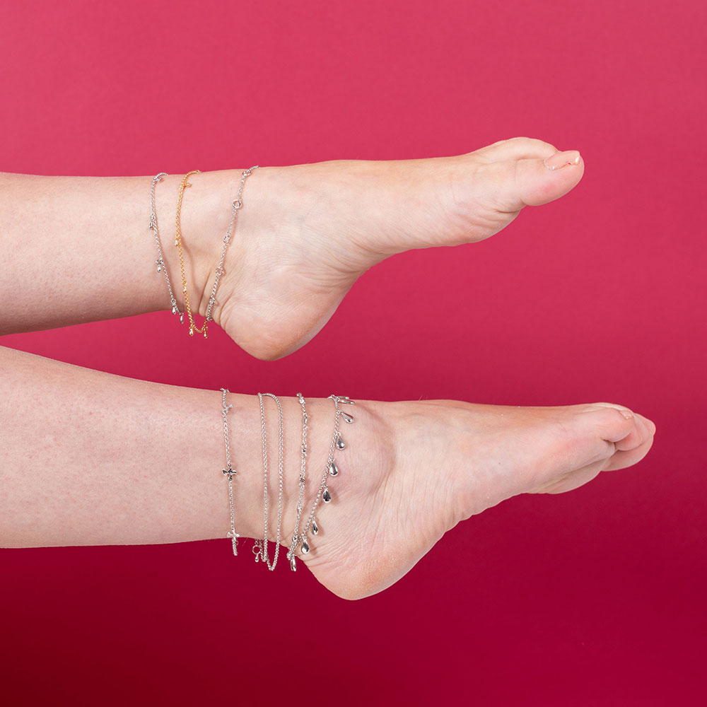 Lucy Quartermaine Silver Multi Drop Anklet DA1