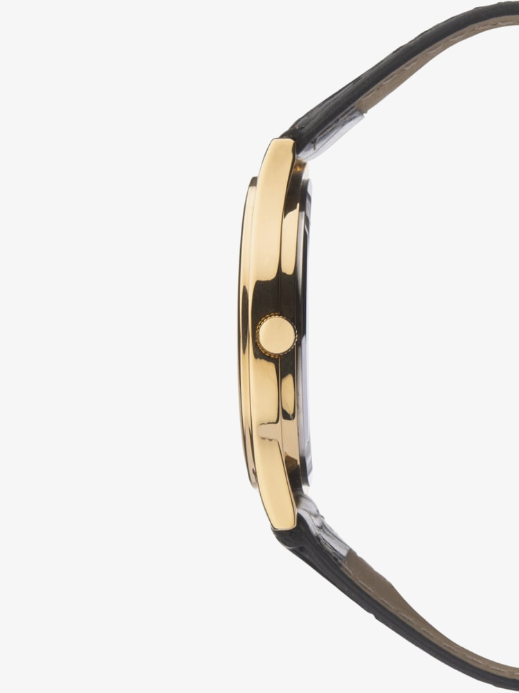 Sekonda Classic Gold Tone Black Leather Strap Watch 1535